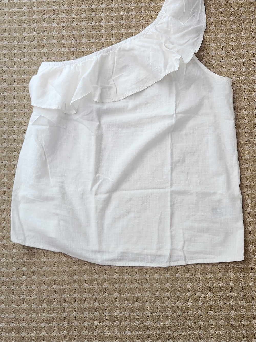 Old Navy White One-Shoulder Ruffle Camisole